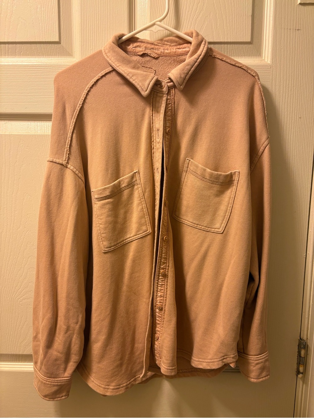 aerie Women's Button-Down Shirt Jacket in Light Tan